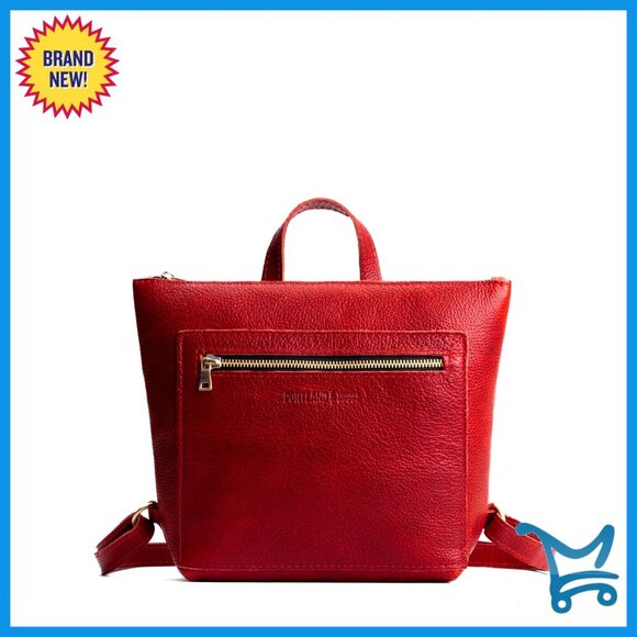 Small Leather Tote Backpack with Zipper Closure & Adjustable Straps main image 4